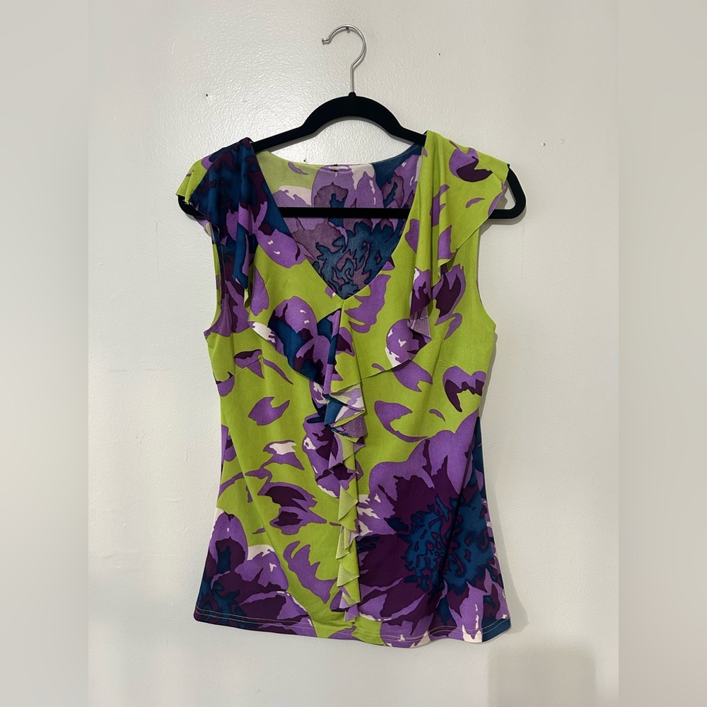 Floral Sleeveless Top, Size Medium